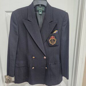 Lauren Ralph Lauren Navy Double-Breasted Crest Blazer – Gold Buttons 12